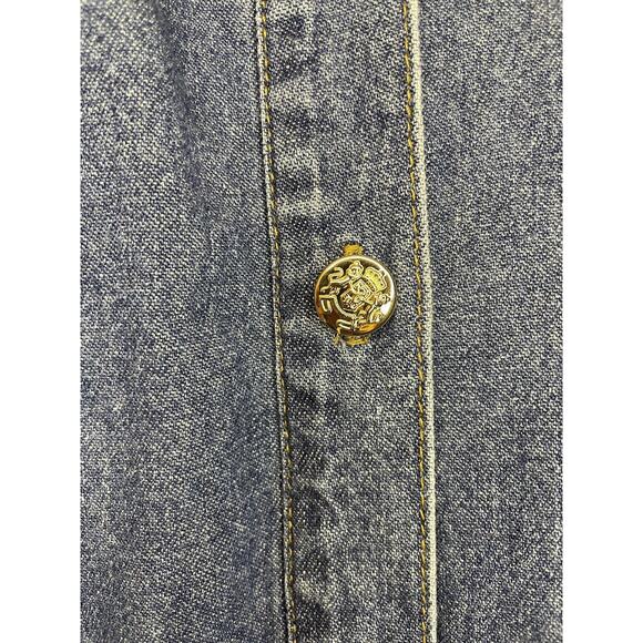 Carolina Blues y2k Denim Cheetah Print Long Sleeve Button Up 90s Size 10 - Picture 6 of 6